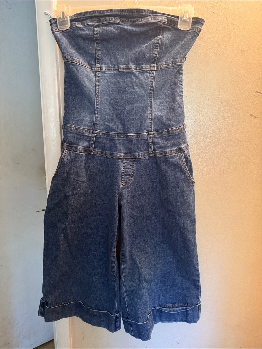 Hot Kiss Strapless Dark Blue Denim Jumpsuit